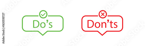 do and don't icon isolated on white background. Thumb up and thumb down button collection
