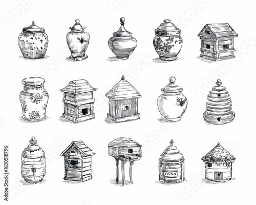 Vintage Honey & Beekeeping Vector Elements Collection