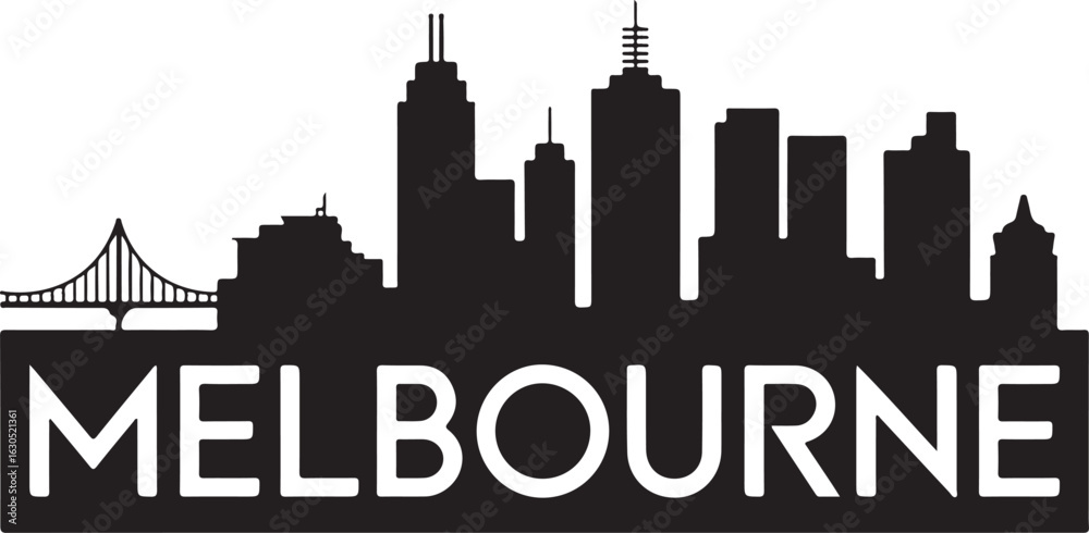 Naklejka premium Melbourne City Skyline Silhouette