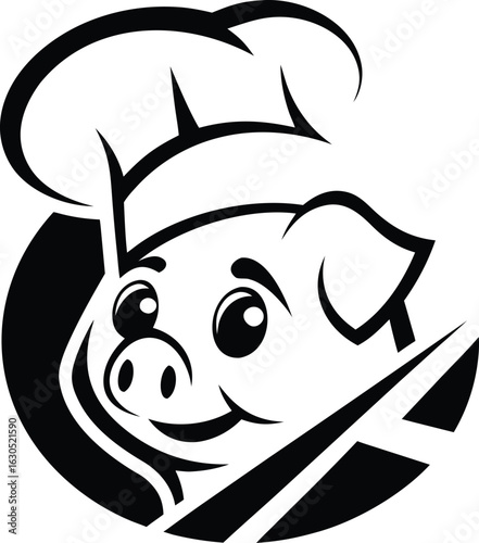 Playful Vector Pig Chef with Cartoon Eyes
