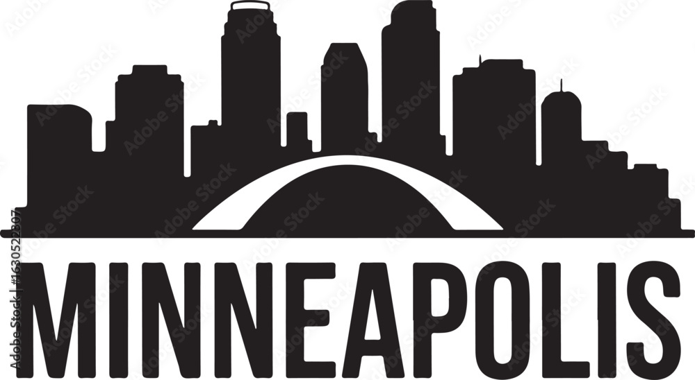 Fototapeta premium Minneapolis City Skyline Silhouette