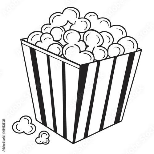 Popcorn Bucket Black and White Icon