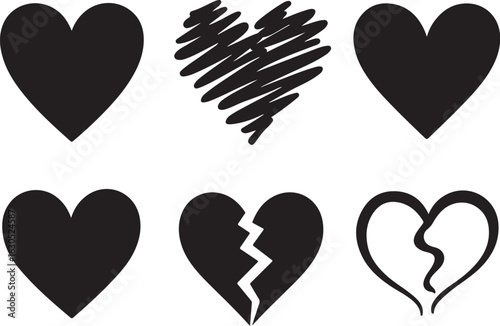Six heart symbols illustrate love, brokenness, and artistic expression