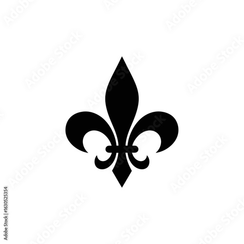 A single black fleur de lis design centered on a plain white background area