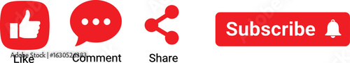 Vector art of social media like, comment, share, and subscribe buttons
