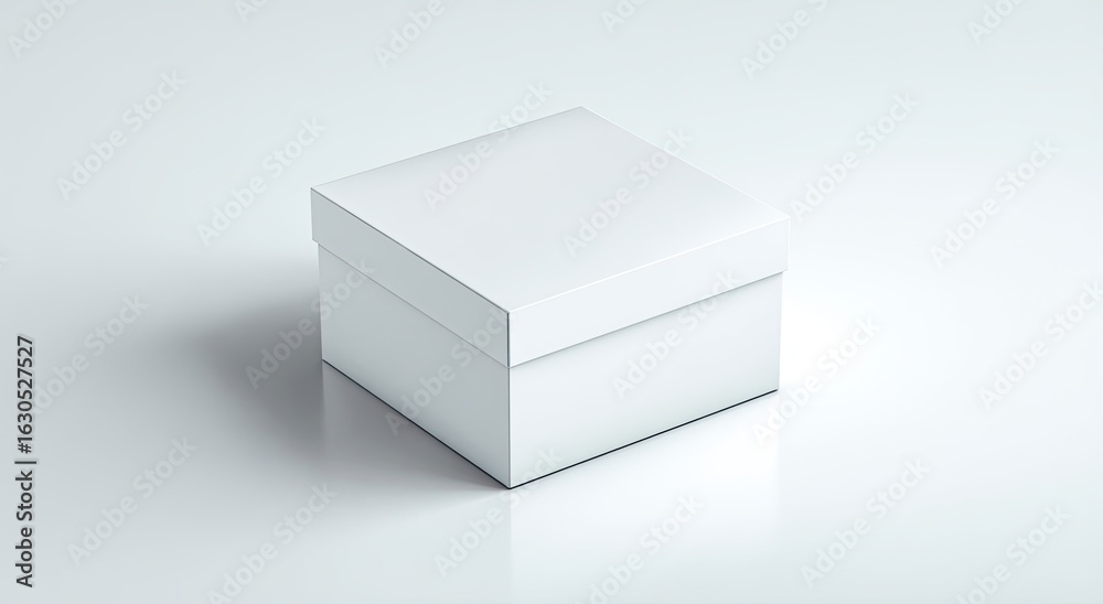 Fototapeta premium Blank white square box on a light gray surface