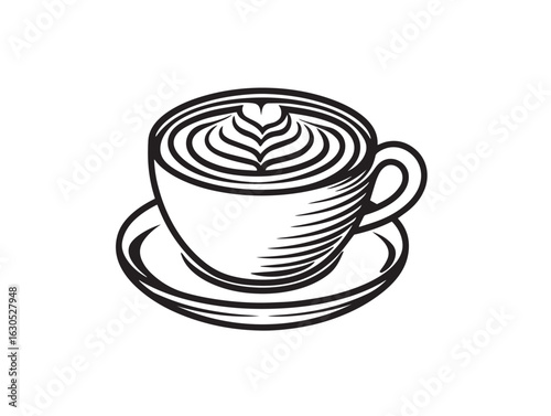 Fresh hot mocha drink in minimalist vector style