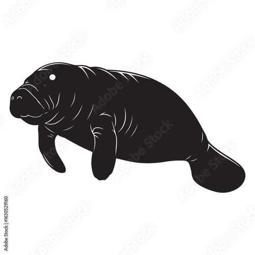 Manatee or sea cow silhouette vector