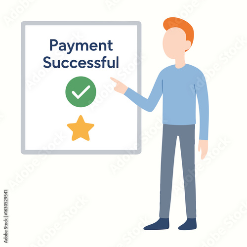 Modern Flat Style Payment Successful Approval Illustration Financial Concept