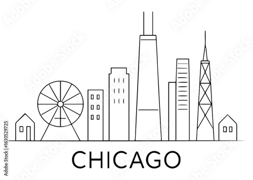 Chicago city skyline vector on white background
Vector line city skyline