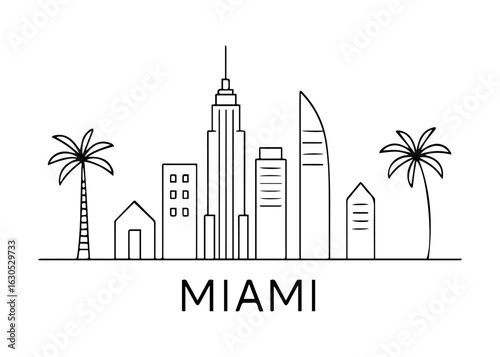 Miami city skyline vector on white background
Vector line city skyline