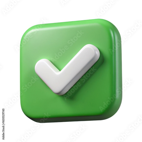 3d green checkmark icon isolated on transparent background