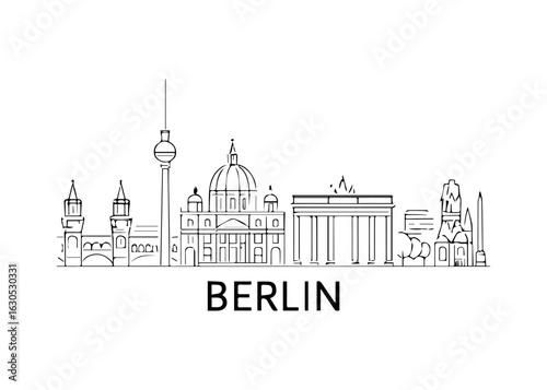 Berlin city skyline vector on white background
Vector line city skyline