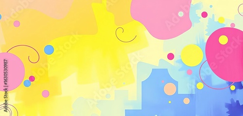Pastel geometric swirls and playful shapes on canvas poster, wallpaper style, background, wallpaper