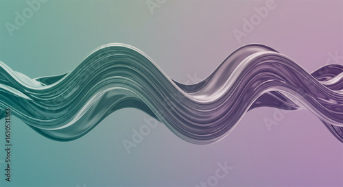 Mirrored metallic wave forms on muted gradient