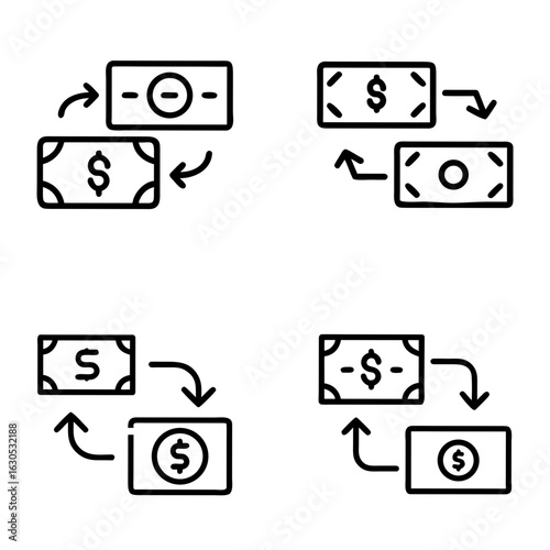 Money Transfer Icon – Financial Transaction and Digital Payment Symbol