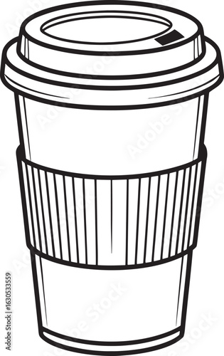 Minimalist line art of a takeaway coffee cup for a morning caffeine boost