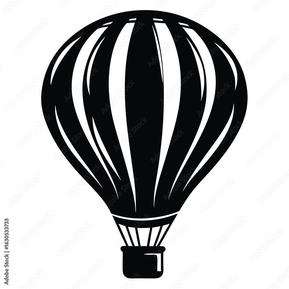 Obraz premium Elegant Vintage Hot Air Balloon Silhouette Vector Illustration