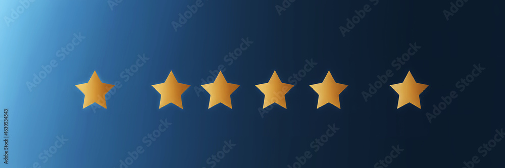 Obraz premium A graphic showing six golden stars aligned against a gradient blue background illustration