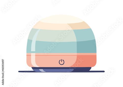 Sleep-inducing smart lamp, flat vector illustration, minimal design, pastel color palette