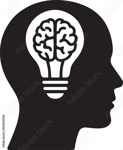 human head with a light bulb