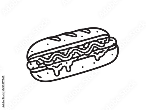 Delicious Philly cheesesteak icon with bold vector lines