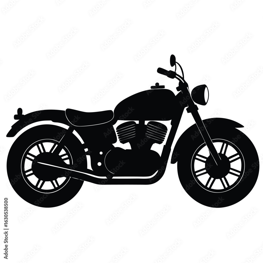 Fototapeta premium Black motorcycle silhouette classic design vintage