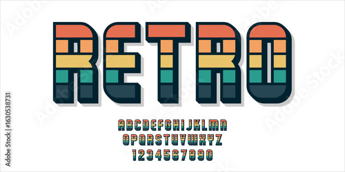 Retro vintage font Vector of modern abstract alphabet art illustration