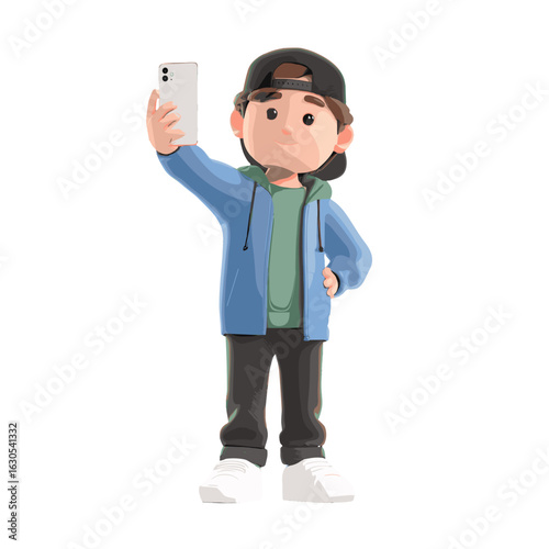 A young person taking a selfie with a modern smartphone.