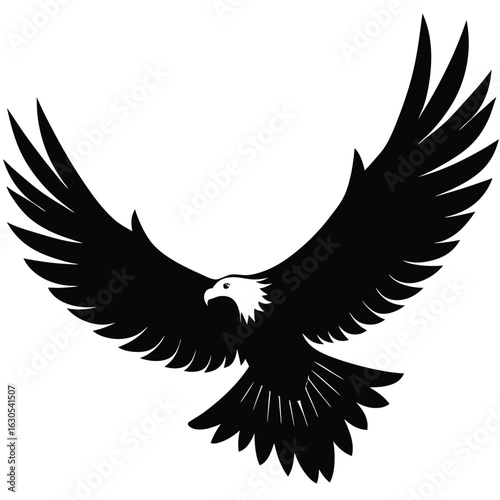 Majestic bald eagle in mid flight wings spread bird