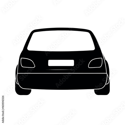 Black silhouette of a hatchback car rear view automobile