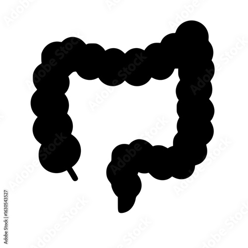 Intestine icon vector. Colitis vector icon flat sign. Colitis Intestine icon black and white vector. Abdominal gastric belly icon isolated. Digestion sign. Vector illustration.