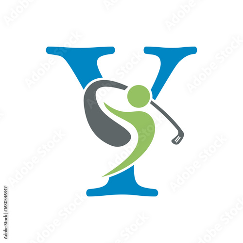 Initial Letter Y Golf Logo Design Concept For Hockey Club Symbol