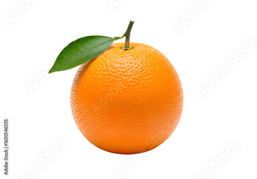 Fresh Orange Fruit with Green Leaf and Stem.