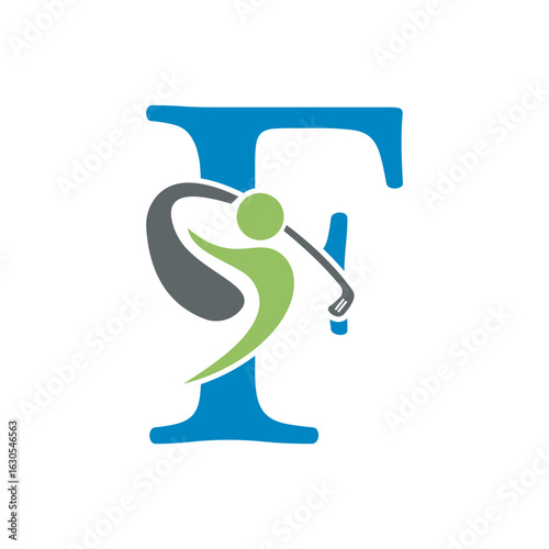 Initial Letter F Golf Logo Design Concept For Hockey Club Symbol