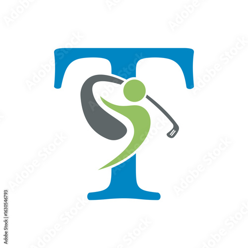 Initial Letter T Golf Logo Design Concept For Hockey Club Symbol