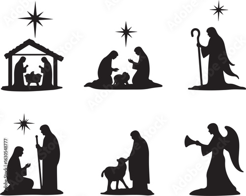 Elegant nativity scene silhouettes celebrate Christmas tradition