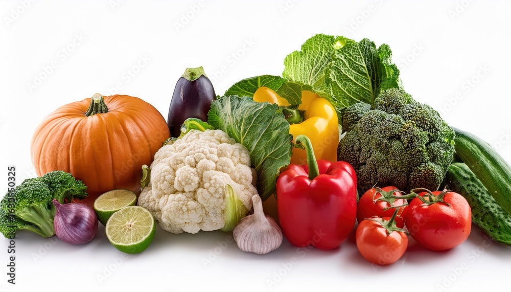 Various Fresh Raw Vegetables – Isolated on White Background, Food Photography Various Fresh Raw Vegetables – Isolated on White Background, Food Photography