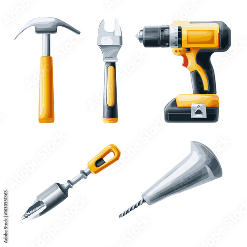 A collection of various tools for construction.