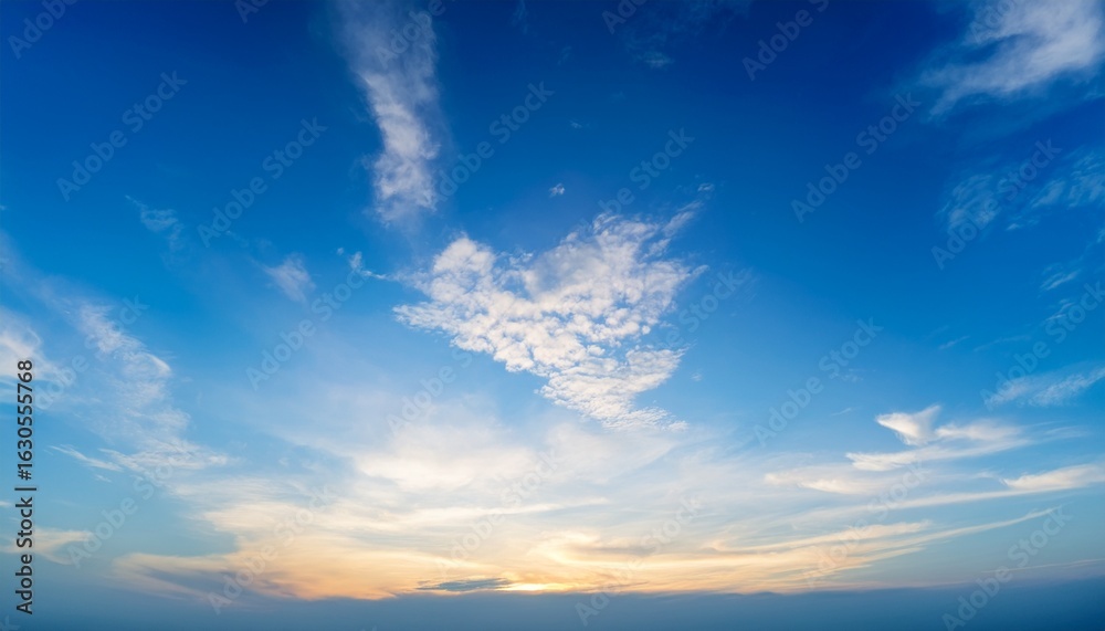 Naklejka premium blue sky with soft cloud on sunrise time
