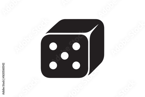 Dice icon silhouette vector with white background