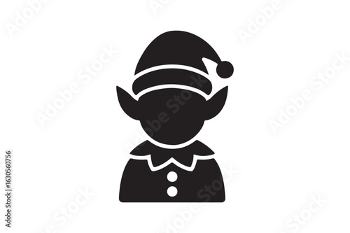 Elf icon silhouette vector with white background