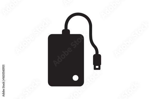 External Hard Drive icon silhouette vector with white background