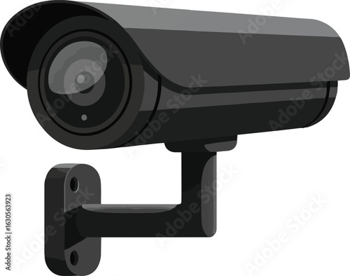 Security camera on a white background is used for surveillance and crime prevention in a building or area