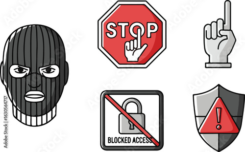 Conceptual illustration depicting cyber security threats and data protection measures against unauthorized access and online criminal activity