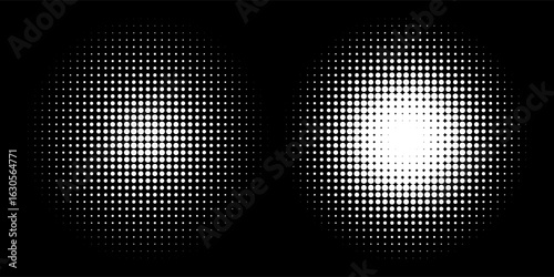 Set of black halftone dots backgrounds. vector ilustration