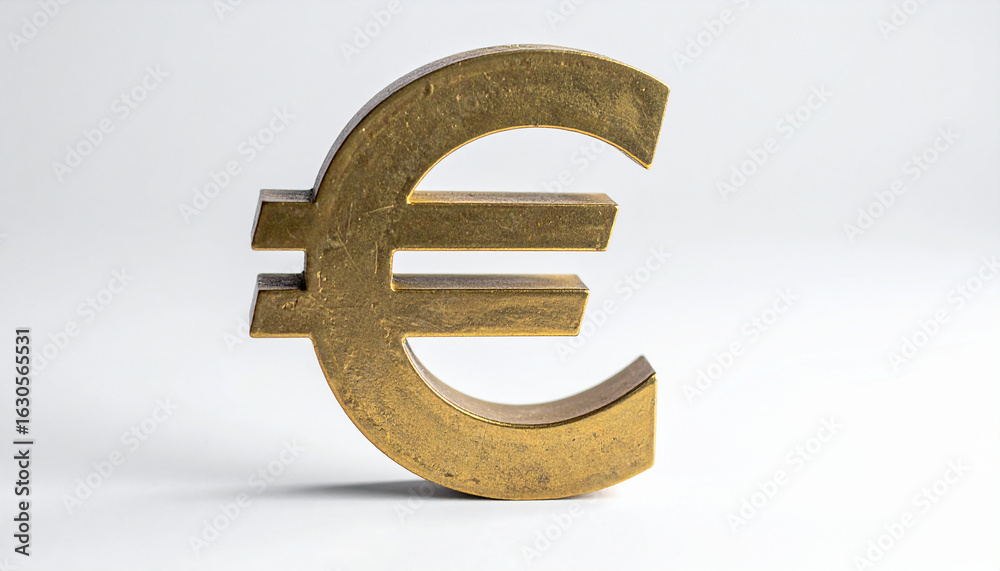 Fototapeta premium Golden euro symbol isolated on white background. Wealth, currency and investment.