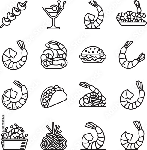 Set of food and drink icons in vintage cartoon style vector illustration