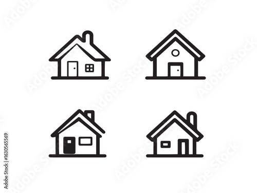 Assorted house icons in a clean 2D vector style