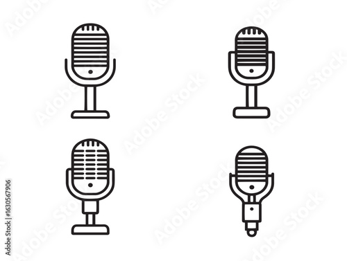 Microphone icon in outlined modern vector design